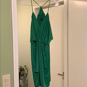 Green knotted midi dress